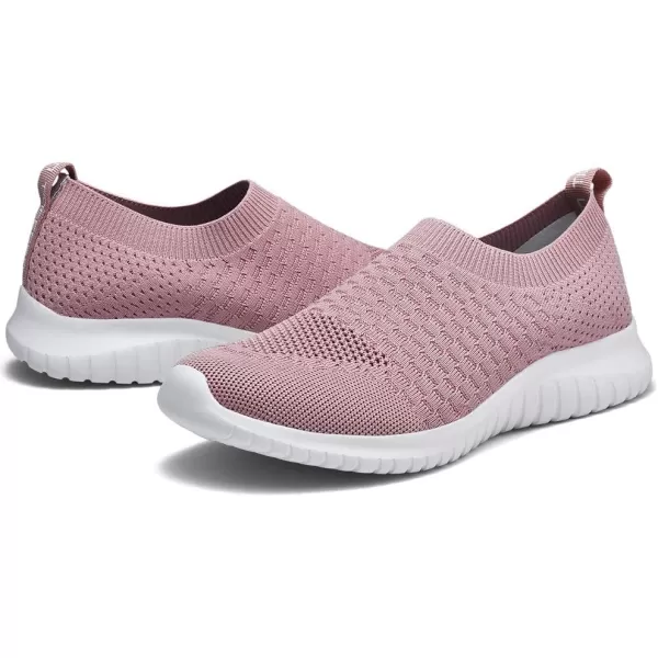 konhill Womens Walking Tennis Shoes  Lightweight Athletic Casual Gym Slip on Sneakers8636 Mauve