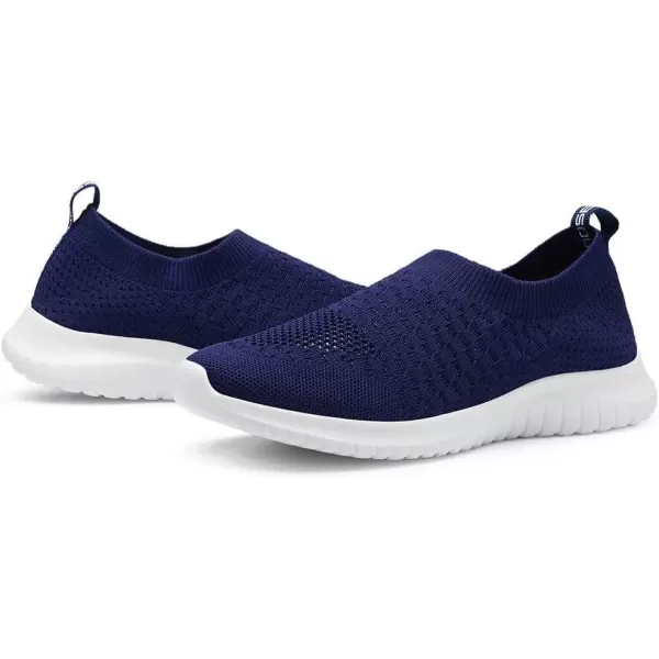 konhill Womens Walking Tennis Shoes  Lightweight Athletic Casual Gym Slip on Sneakers8636 Navy