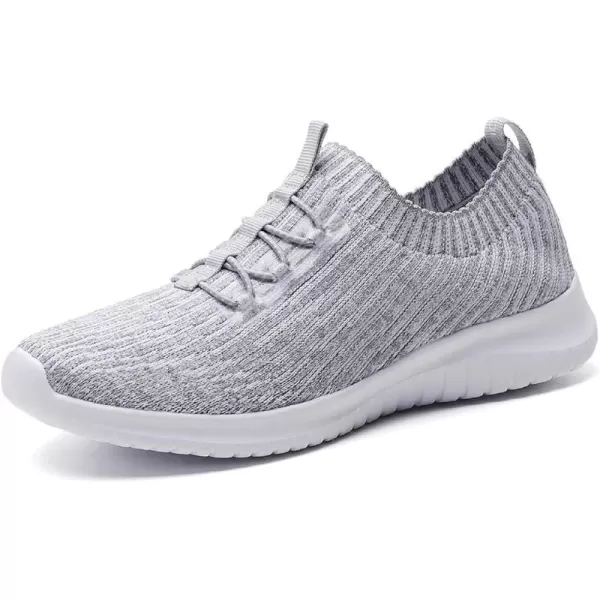 konhill Womens Comfortable Walking Shoes  Tennis Athletic Casual Slip on Sneakers0213 Lgray