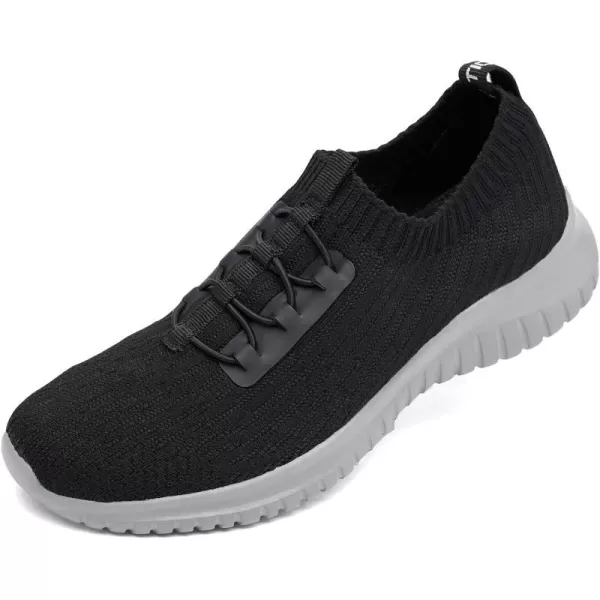 konhill Womens Comfortable Walking Shoes  Tennis Athletic Casual Slip on Sneakers2122 All BlackGrey