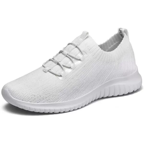 konhill Womens Comfortable Walking Shoes  Tennis Athletic Casual Slip on Sneakers2122 All White