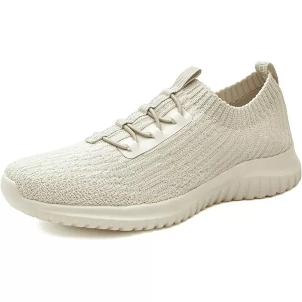 konhill Womens Comfortable Walking Shoes  Tennis Athletic Casual Slip on Sneakers2122 Beige