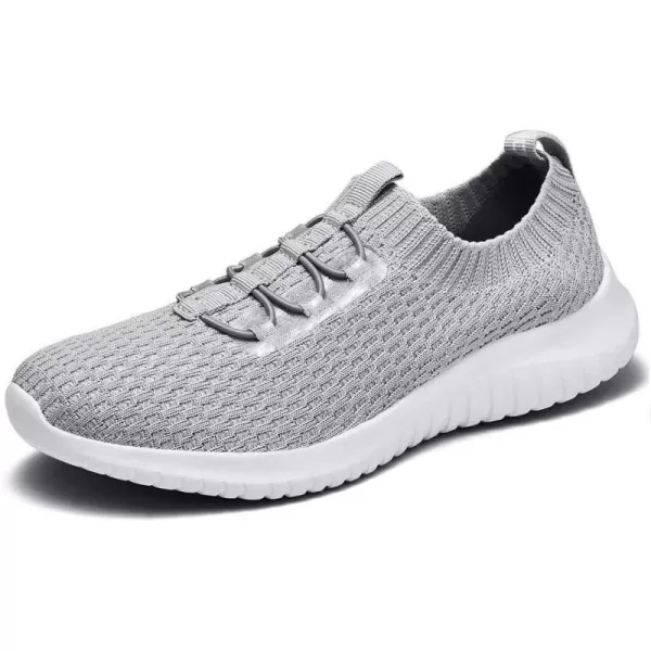 konhill Womens Comfortable Walking Shoes  Tennis Athletic Casual Slip on SneakersBLight Gray