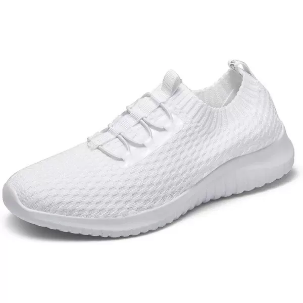 konhill Womens Comfortable Walking Shoes  Tennis Athletic Casual Slip on SneakersBWhite