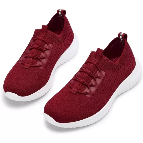 konhill Womens Comfortable Walking Shoes  Tennis Athletic Casual Slip on Sneakers2122 Burgundy