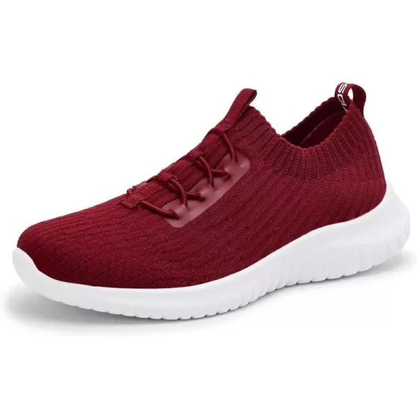 konhill Womens Comfortable Walking Shoes  Tennis Athletic Casual Slip on Sneakers2122 Burgundy