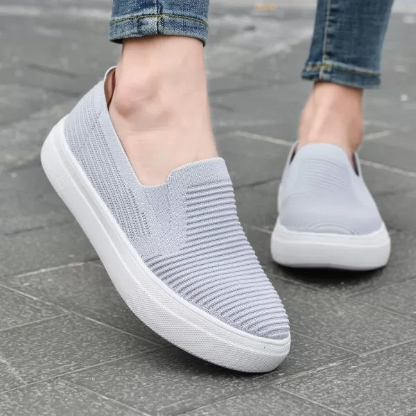 konhill Loafers for Women Slip on Walking Shoes Knit Breathable Tennis Work Comfortable Casual Fashion SneakersALight Grey