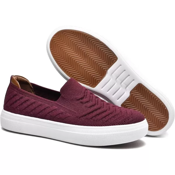 konhill Loafers for Women Slip on Walking Shoes Knit Breathable Tennis Work Comfortable Casual Fashion SneakersBBurgundy