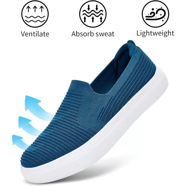 konhill Loafers for Women Slip on Walking Shoes Knit Breathable Tennis Work Comfortable Casual Fashion SneakersLight Bluec