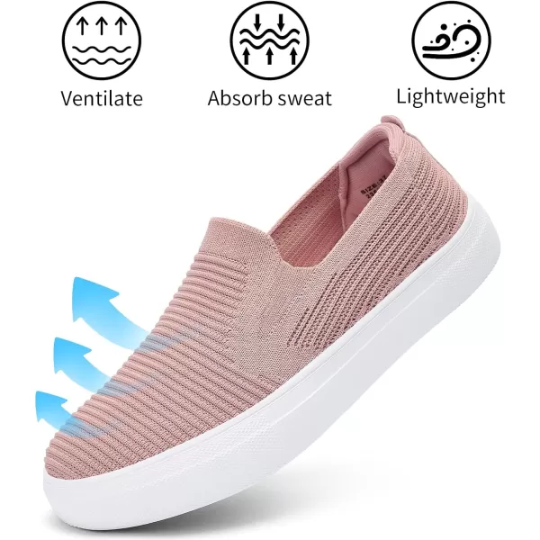 konhill Loafers for Women Slip on Walking Shoes Knit Breathable Tennis Work Comfortable Casual Fashion SneakersPinkc