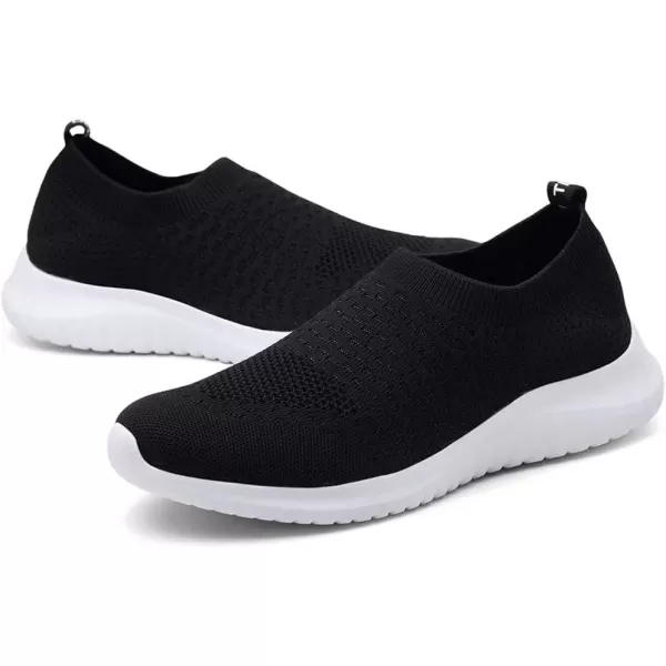 konhill Mens Athletic Walking Shoes  Lightweight Casual Knit Slip on SneakersABlack