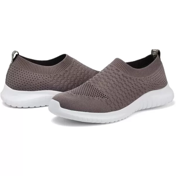 konhill Mens Athletic Walking Shoes  Lightweight Casual Knit Slip on SneakersABrown