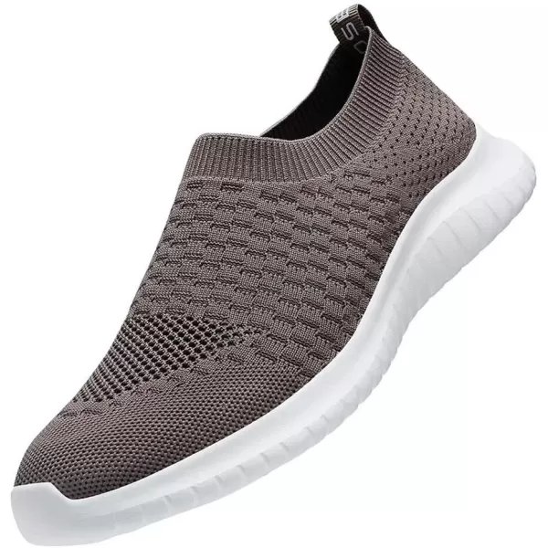 konhill Mens Athletic Walking Shoes  Lightweight Casual Knit Slip on SneakersABrown