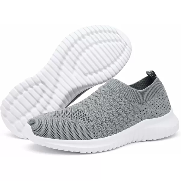 konhill Mens Athletic Walking Shoes  Lightweight Casual Knit Slip on SneakersADark Grey