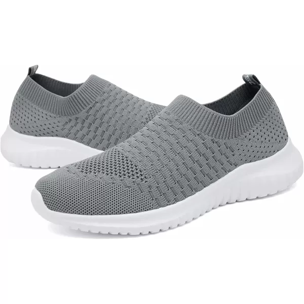 konhill Mens Athletic Walking Shoes  Lightweight Casual Knit Slip on SneakersADark Grey