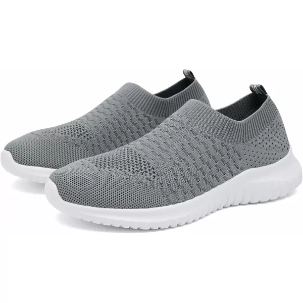 konhill Mens Athletic Walking Shoes  Lightweight Casual Knit Slip on SneakersADark Grey