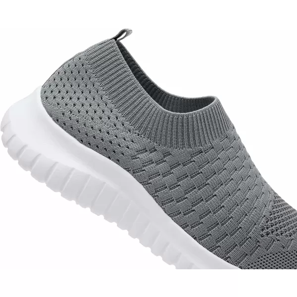 konhill Mens Athletic Walking Shoes  Lightweight Casual Knit Slip on SneakersADark Grey