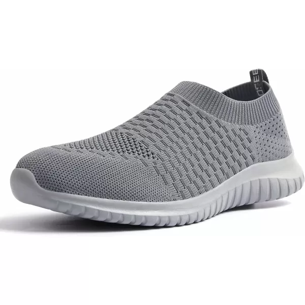 konhill Mens Athletic Walking Shoes  Lightweight Casual Knit Slip on SneakersADark GreyGrey