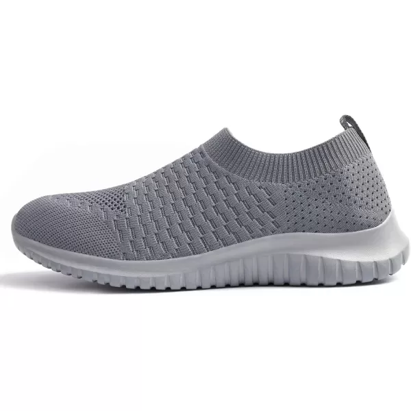 konhill Mens Athletic Walking Shoes  Lightweight Casual Knit Slip on SneakersADark GreyGrey