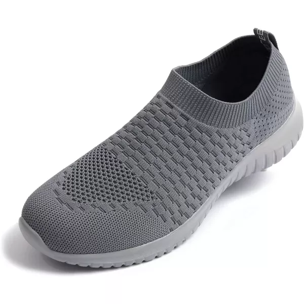 konhill Mens Athletic Walking Shoes  Lightweight Casual Knit Slip on SneakersADark GreyGrey