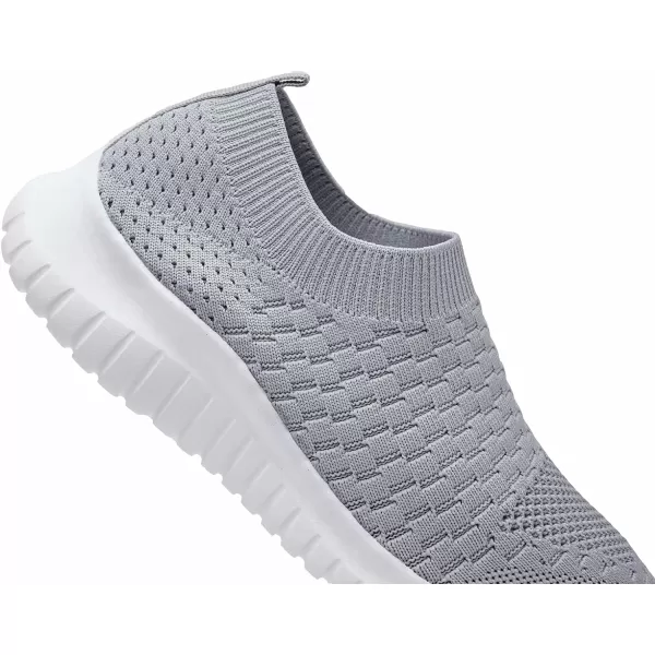 konhill Mens Athletic Walking Shoes  Lightweight Casual Knit Slip on SneakersALight Grey