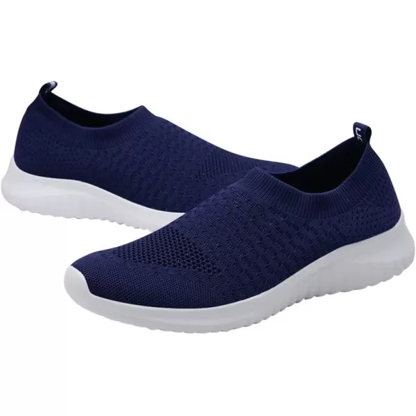 konhill Mens Athletic Walking Shoes  Lightweight Casual Knit Slip on SneakersANavy