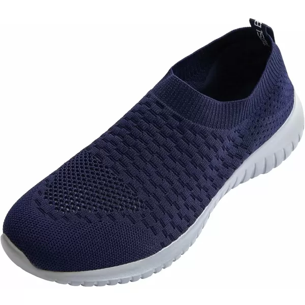 konhill Mens Athletic Walking Shoes  Lightweight Casual Knit Slip on SneakersANavyGrey