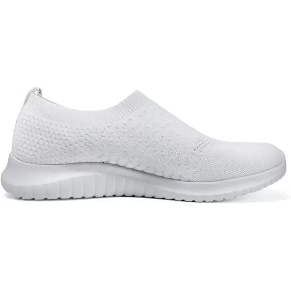 konhill Mens Athletic Walking Shoes  Lightweight Casual Knit Slip on SneakersAWhite