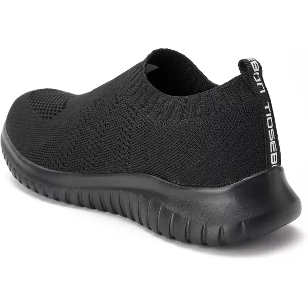 konhill Mens Athletic Walking Shoes  Lightweight Casual Knit Slip on SneakersBAll Black