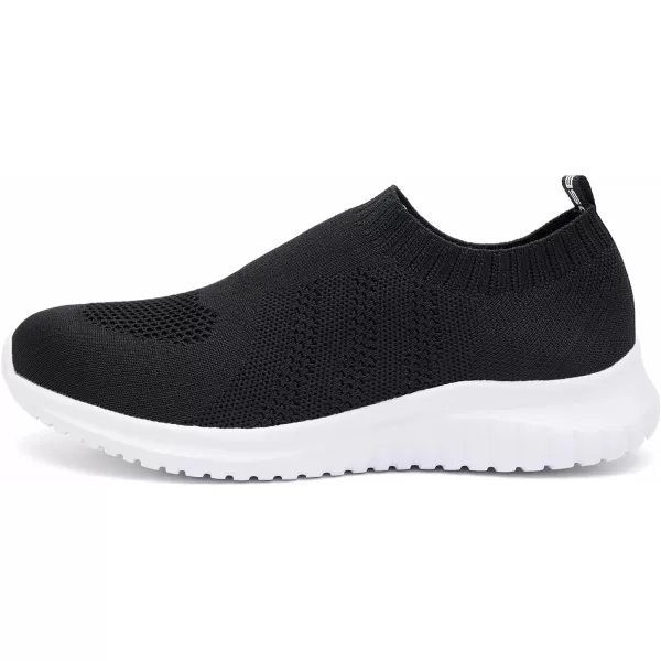 konhill Mens Athletic Walking Shoes  Lightweight Casual Knit Slip on SneakersBBlack