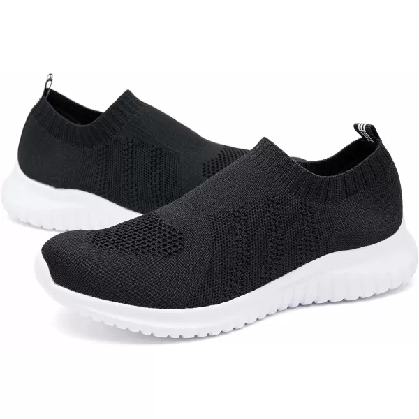 konhill Mens Athletic Walking Shoes  Lightweight Casual Knit Slip on SneakersBBlack