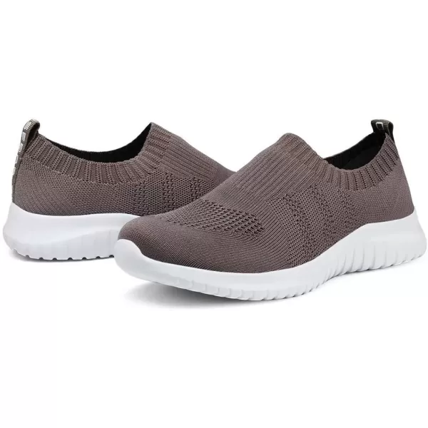 konhill Mens Athletic Walking Shoes  Lightweight Casual Knit Slip on SneakersBBrown