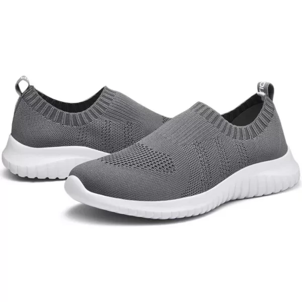 konhill Mens Athletic Walking Shoes  Lightweight Casual Knit Slip on SneakersBDark Grey