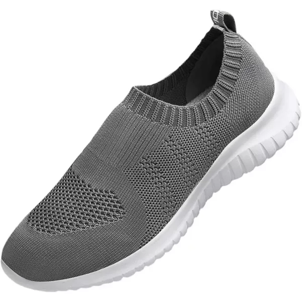 konhill Mens Athletic Walking Shoes  Lightweight Casual Knit Slip on SneakersBDark Grey