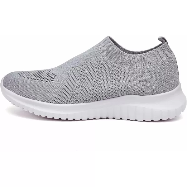 konhill Mens Athletic Walking Shoes  Lightweight Casual Knit Slip on SneakersBLight Gray