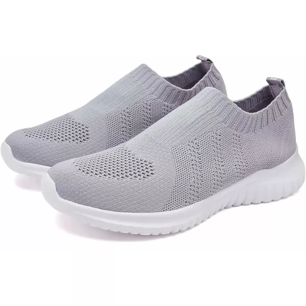 konhill Mens Athletic Walking Shoes  Lightweight Casual Knit Slip on SneakersBLight Gray