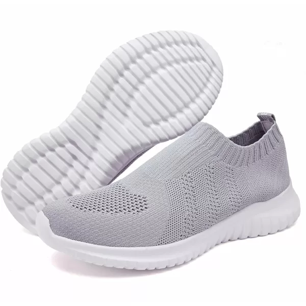 konhill Mens Athletic Walking Shoes  Lightweight Casual Knit Slip on SneakersBLight Gray