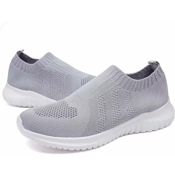 konhill Mens Athletic Walking Shoes  Lightweight Casual Knit Slip on SneakersBLight Gray