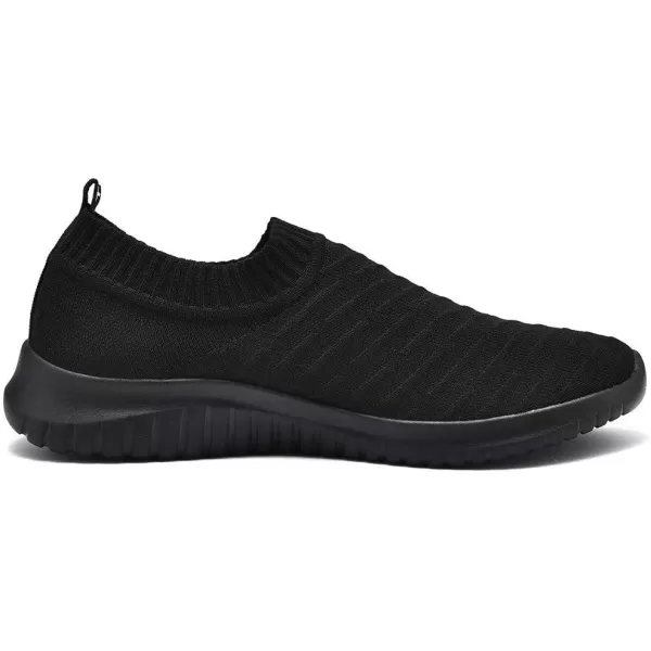 konhill Mens Athletic Walking Shoes  Lightweight Casual Knit Slip on SneakersCAll Black