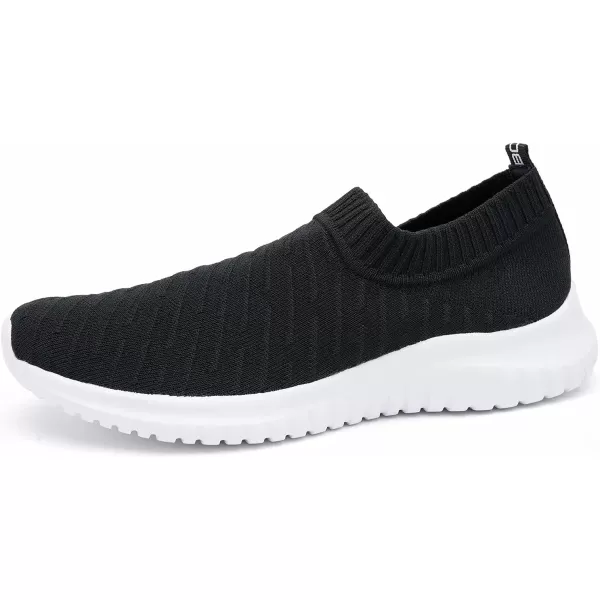 konhill Mens Athletic Walking Shoes  Lightweight Casual Knit Slip on SneakersCBlack