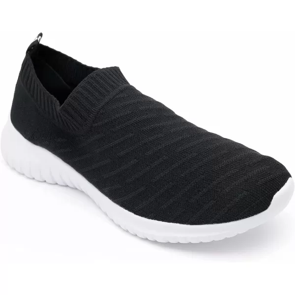 konhill Mens Athletic Walking Shoes  Lightweight Casual Knit Slip on SneakersCBlack