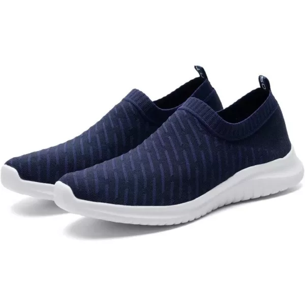 konhill Mens Athletic Walking Shoes  Lightweight Casual Knit Slip on SneakersCNavy