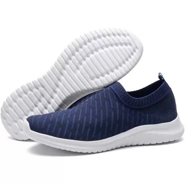 konhill Mens Athletic Walking Shoes  Lightweight Casual Knit Slip on SneakersCNavy