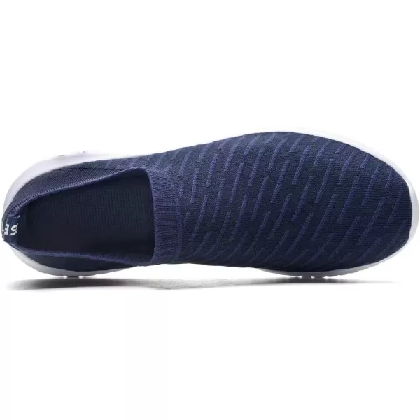 konhill Mens Athletic Walking Shoes  Lightweight Casual Knit Slip on SneakersCNavy