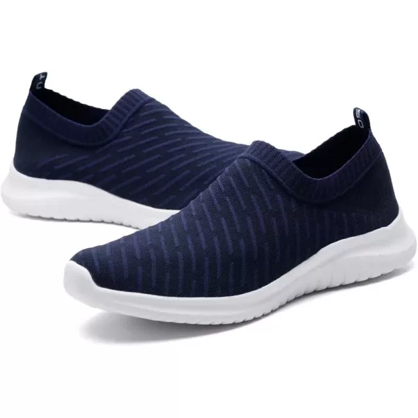 konhill Mens Athletic Walking Shoes  Lightweight Casual Knit Slip on SneakersCNavy