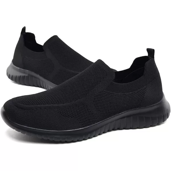 konhill Mens Breathable Tennis Shoes  Walking Casual Slip on Athletic SneakersAAll Black