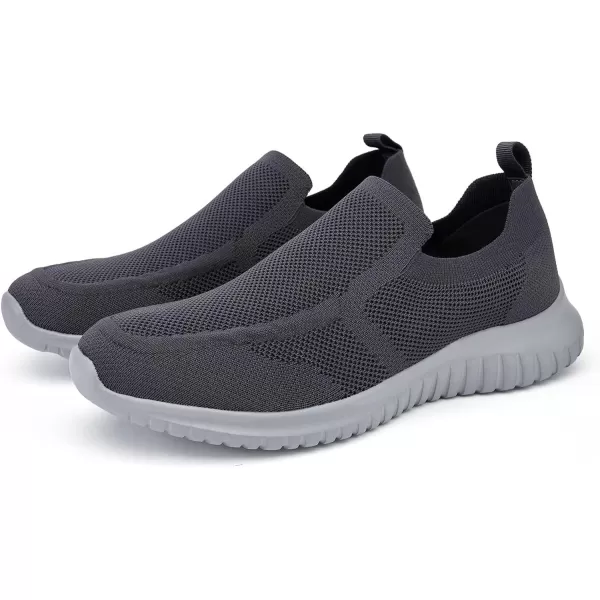 konhill Mens Breathable Tennis Shoes  Walking Casual Slip on Athletic SneakersADark GreyGrey