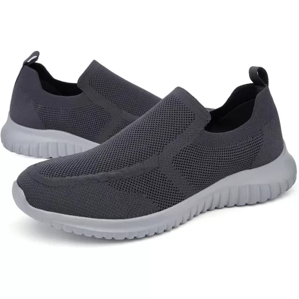 konhill Mens Breathable Tennis Shoes  Walking Casual Slip on Athletic SneakersADark GreyGrey