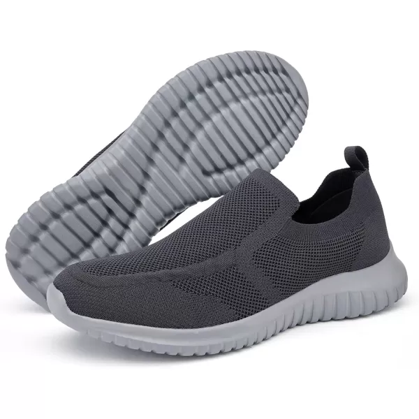 konhill Mens Breathable Tennis Shoes  Walking Casual Slip on Athletic SneakersADark GreyGrey