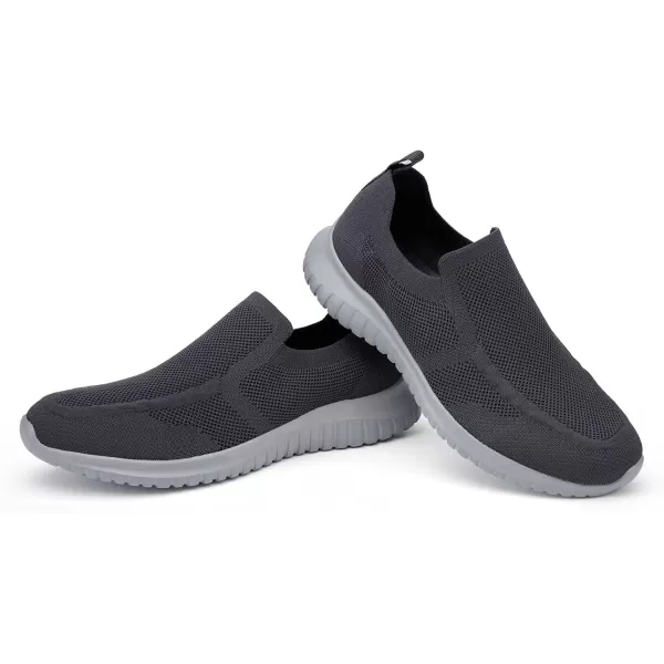 konhill Mens Breathable Tennis Shoes  Walking Casual Slip on Athletic SneakersADark GreyGrey